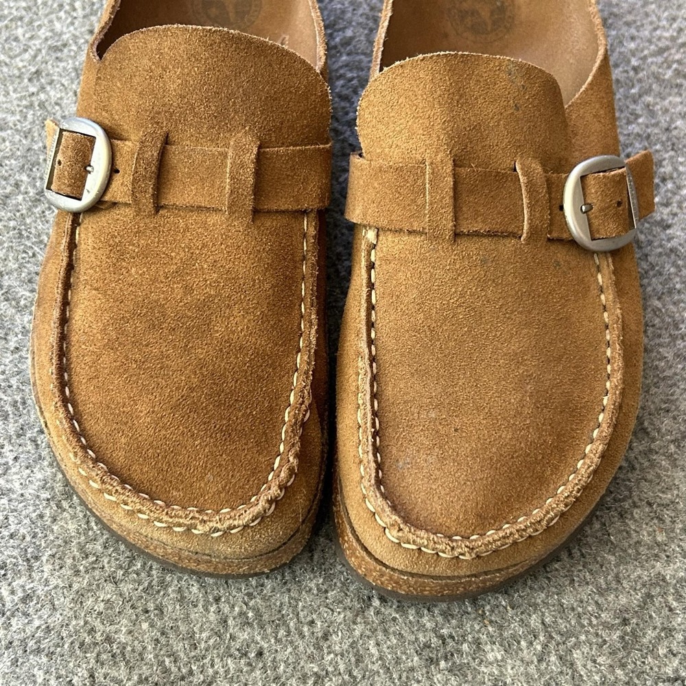 Birkenstock Shoes Womens Size 9 Brown Suede Clog Mule Slip On Buckle Comfort - Picture 6 of 14
